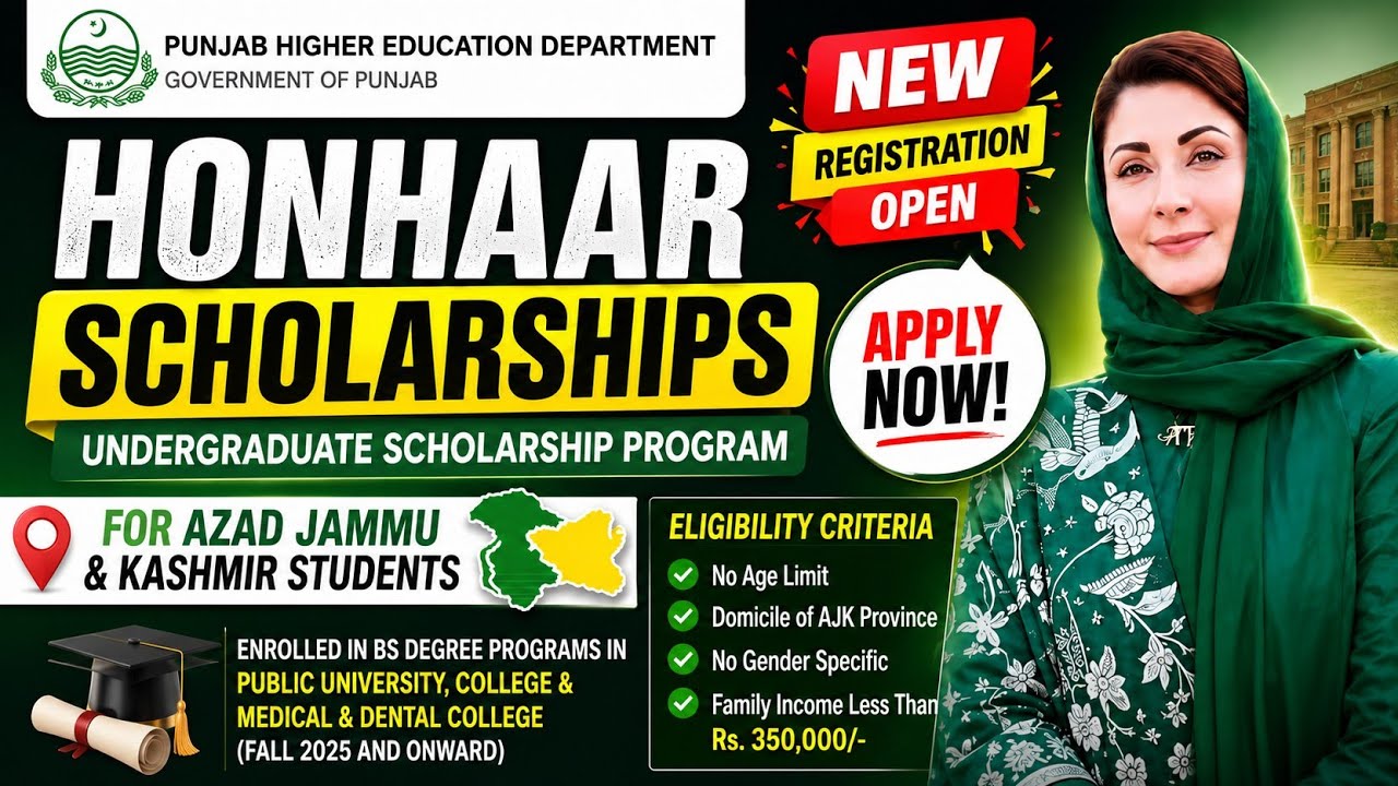 Honhaar Scholarship 2026 | AJK Students New Registration Open | Complete Eligibility & Apply Process