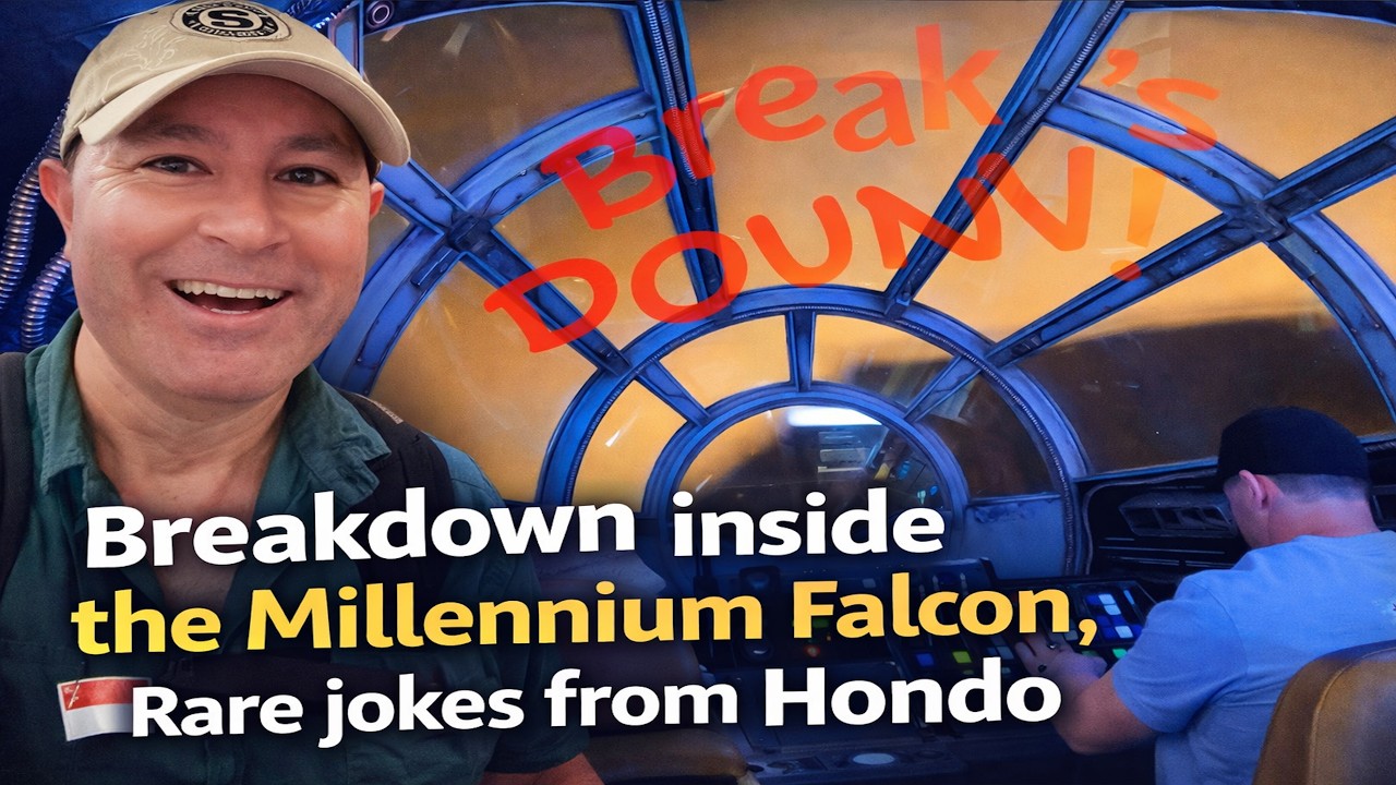 Star Wars: Galaxy's Edge Hondo make jokes Millennium Falcon Ride BREAKDOWN Smugglers Run Travel vlog