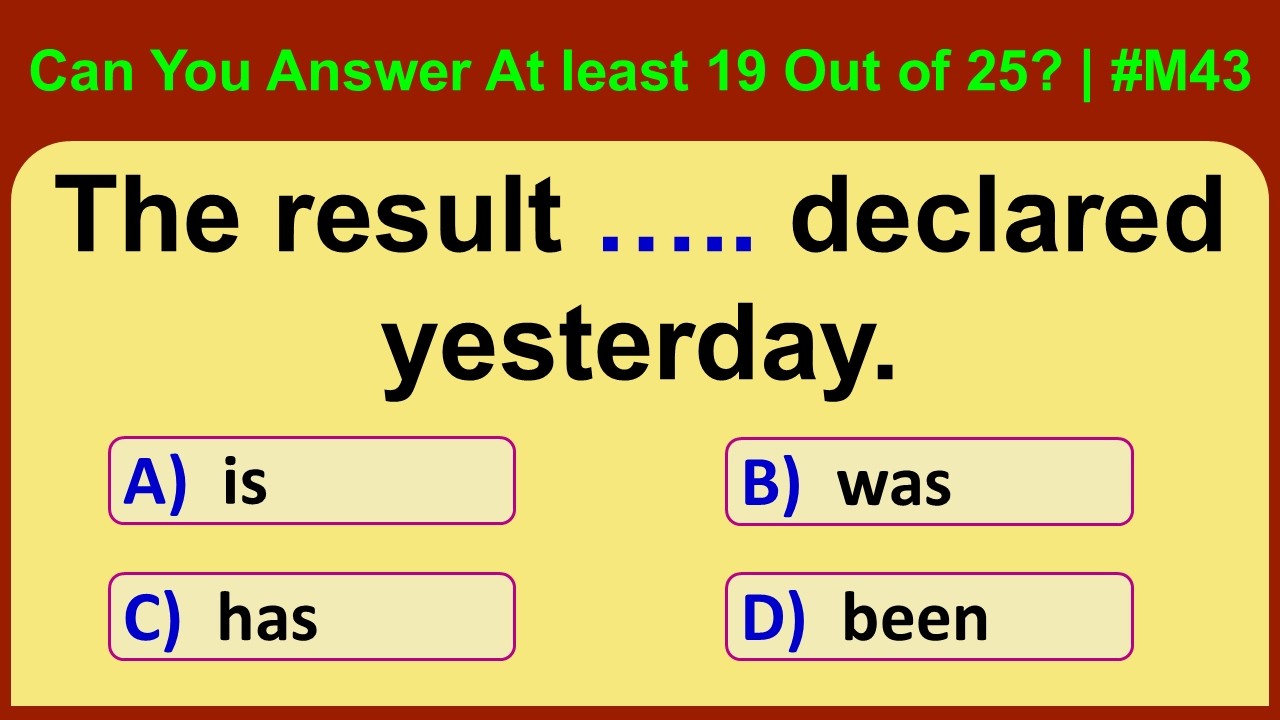Can You Answer At Least 19 Out of 25? | English Grammar Test | Siriz #M43