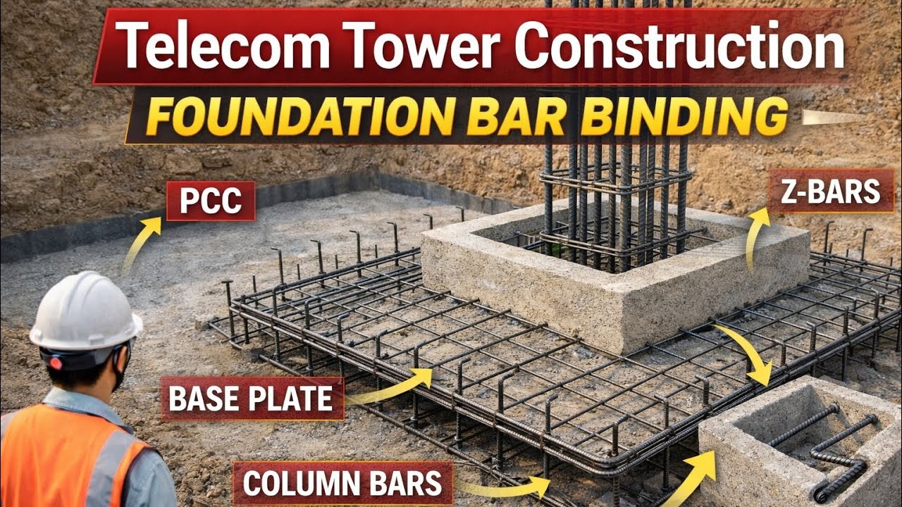 Telecom Tower Foundation Reinforcement Work | Step-by-Step Process Before Concreting