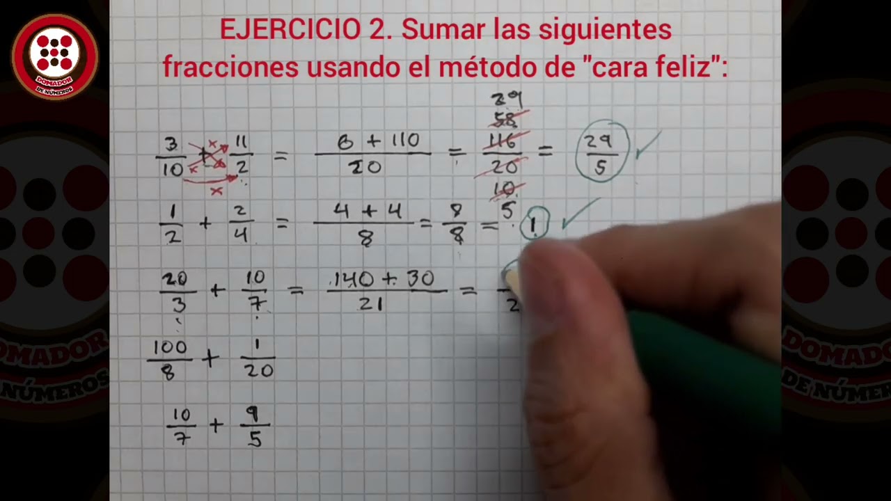 ¿Cómo sumar fracciones usando el método de 