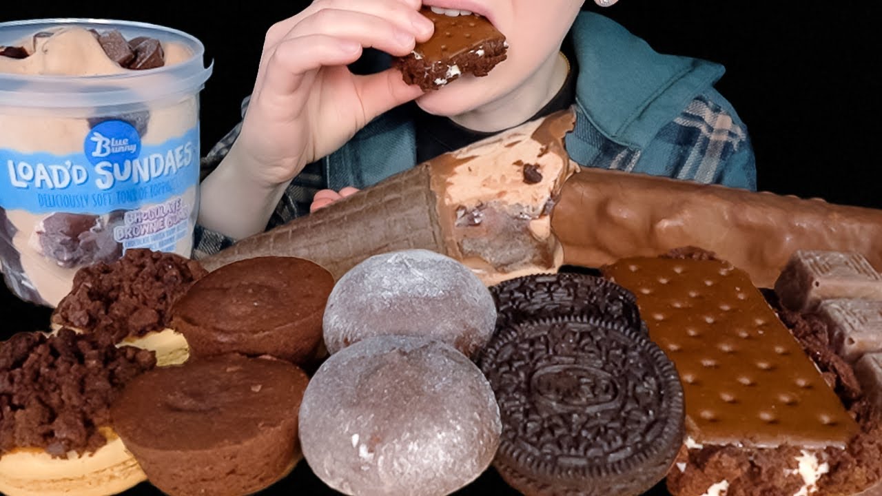ASMR Snickers Peanut Brownie Ice Cream Bar, Brownie Ice Cream Sundae, Mochi Ice Cream, Oreo Cookies