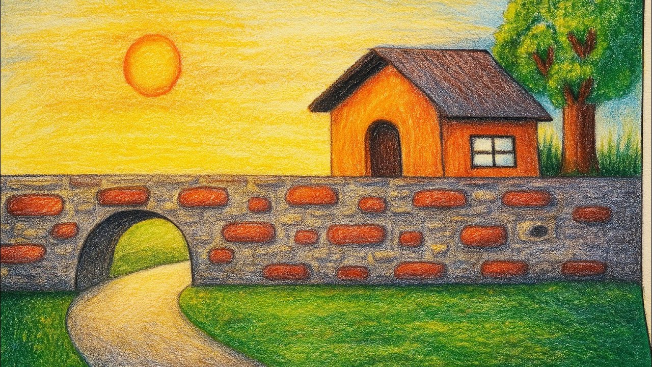 Beautiful scenery drawing #drawing #drawinghouse #bestscenery 
