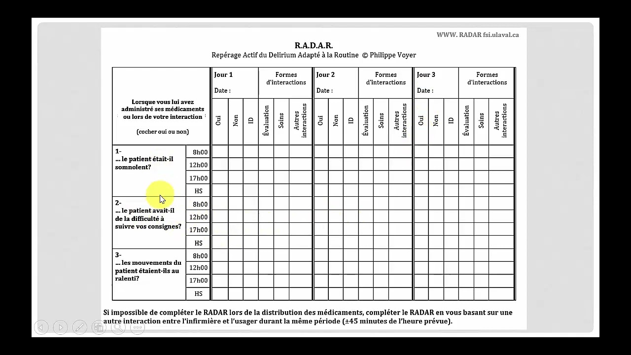 15- Formation pour utiliser l'outil RADAR à l'urgence (version moins de 5 minutes)