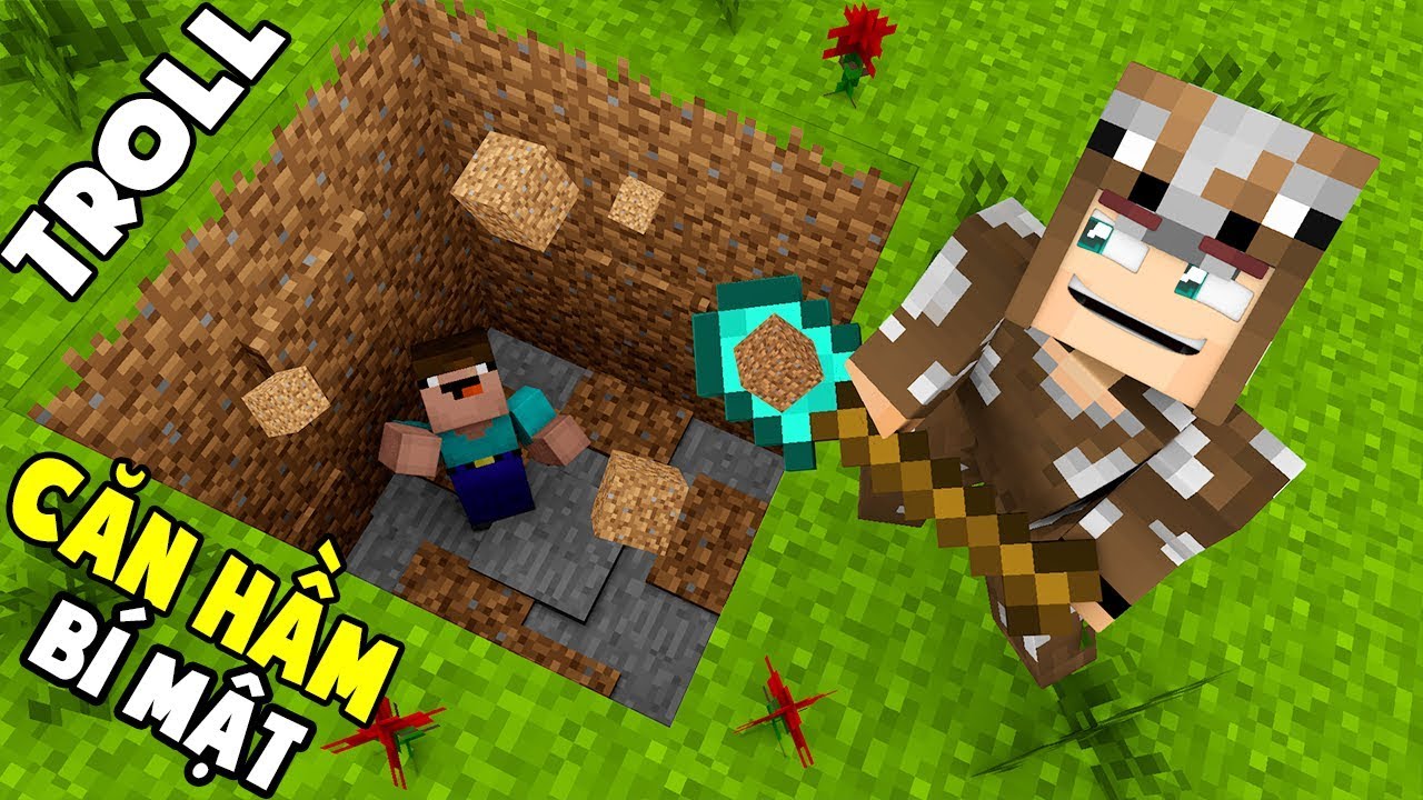 NOOB BỊ CH&Ocirc;N TRONG CĂN HẦM B&Iacute; MẬT?? (THỬ TH&Aacute;CH TROLL NOOB BẰNG X&Acirc;Y CĂN HẦM B&Iacute; MẬT TRONG MINECRAFT!!)