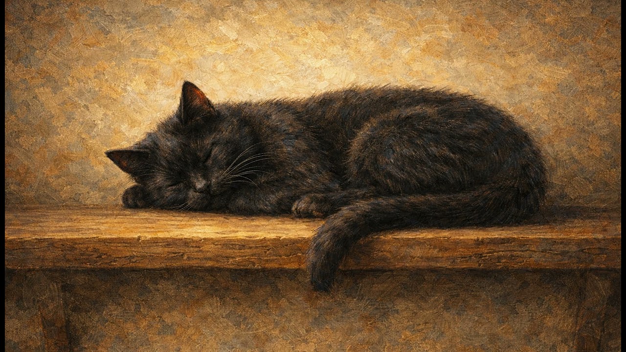 2-Hour 4K Frame TV Art | Midnight Slumber: The Sleeping Cat | Wallpaper TV Art | WLPR GLLRY