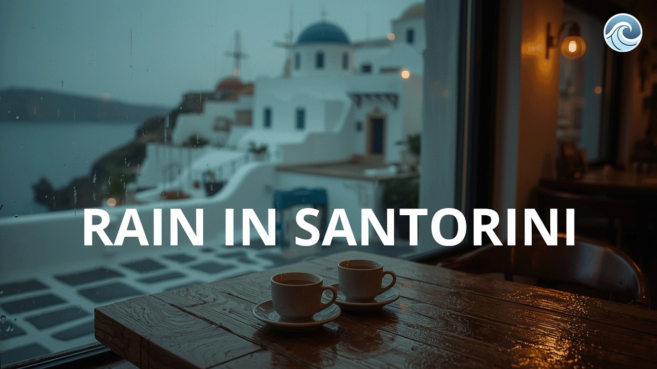 3 Hours of Rain in Santorini | Cozy Window View, Rain Sounds & Calm Atmosphere