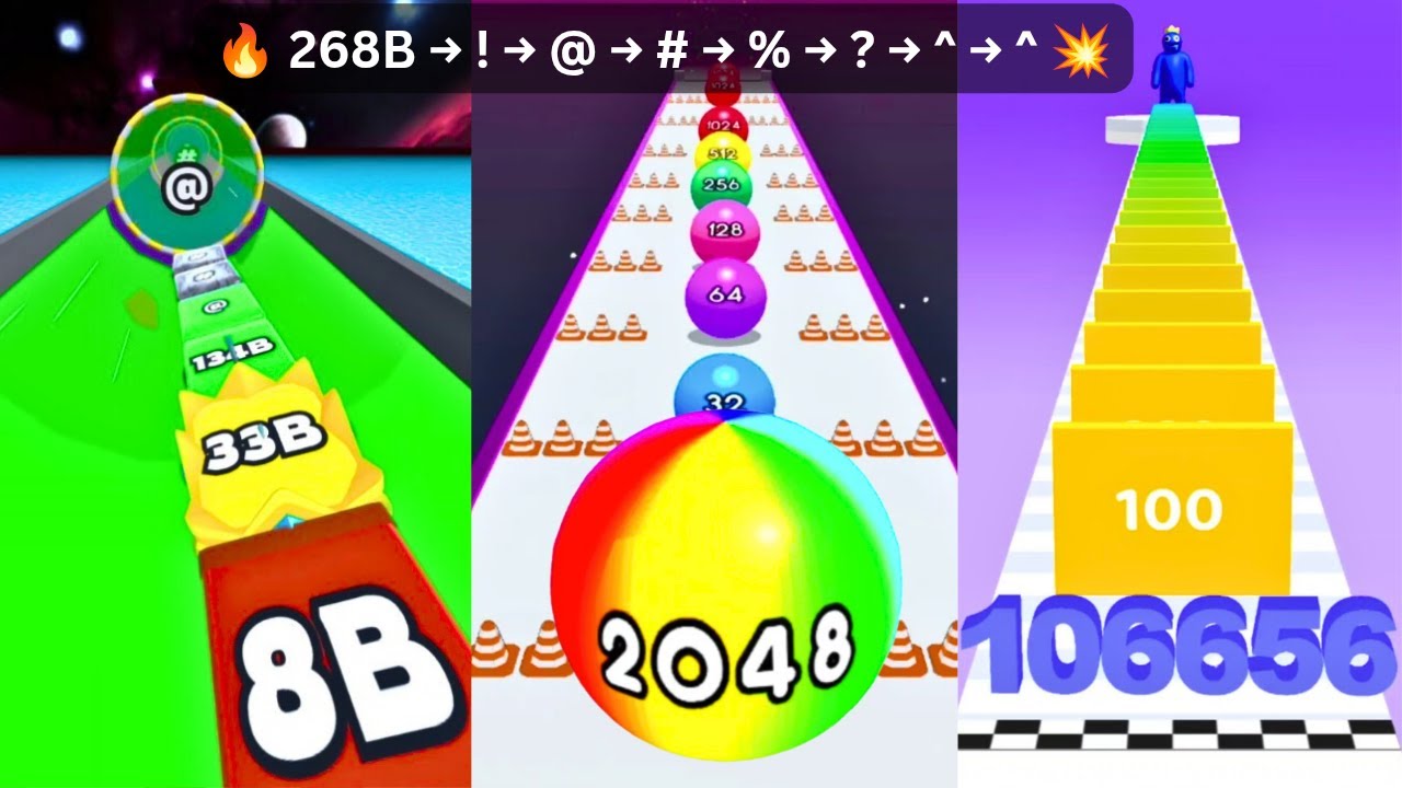 New Ball Run 2048 🟢 vs Jelly Tube Run 2048 [268B → ^] 💫 vs Number Run ⚡ | 3-in-One Race 2025