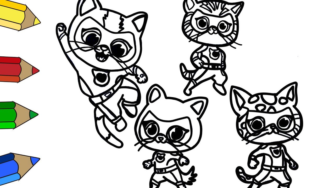 SuperKitties Drawing Bitsy Ginny Sparks and Buddy ⭐How to Draw New SuperKitties From Disney JR😺