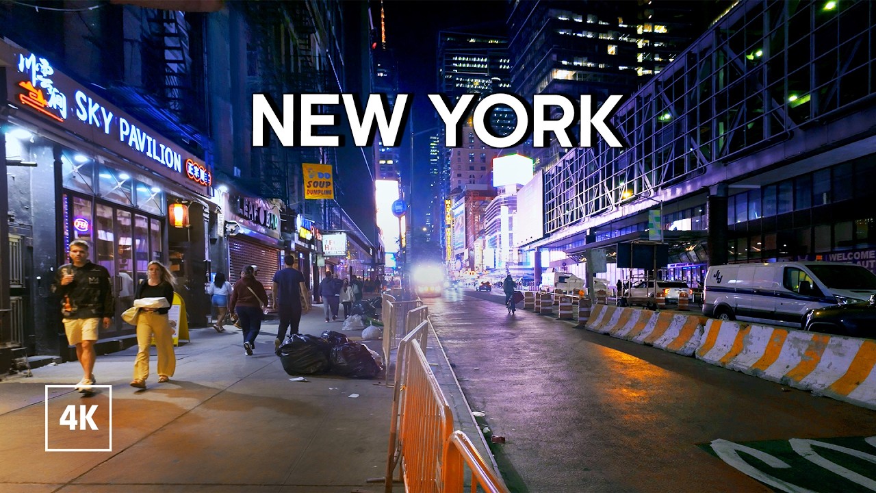 Walking in New York at Night 🌃  Midtown Manhattan Virtual Tour 4K