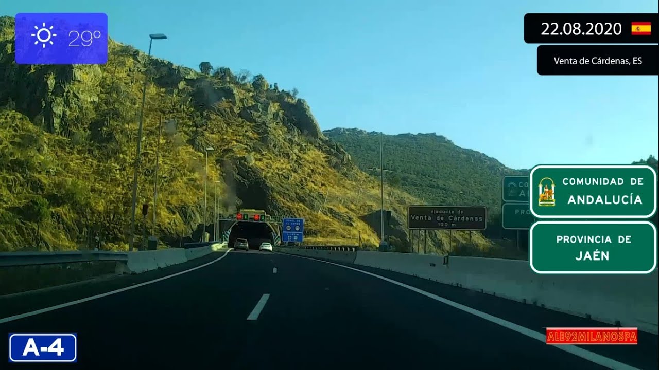 Driving from Madrid to Sevilla (Spain) 22.08.2020 Timelapse x4