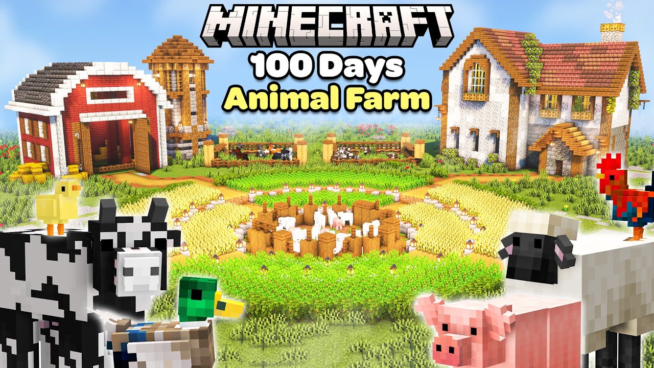 Я потратил 100 дней на строительство уютной фермы для животных в Minecraft