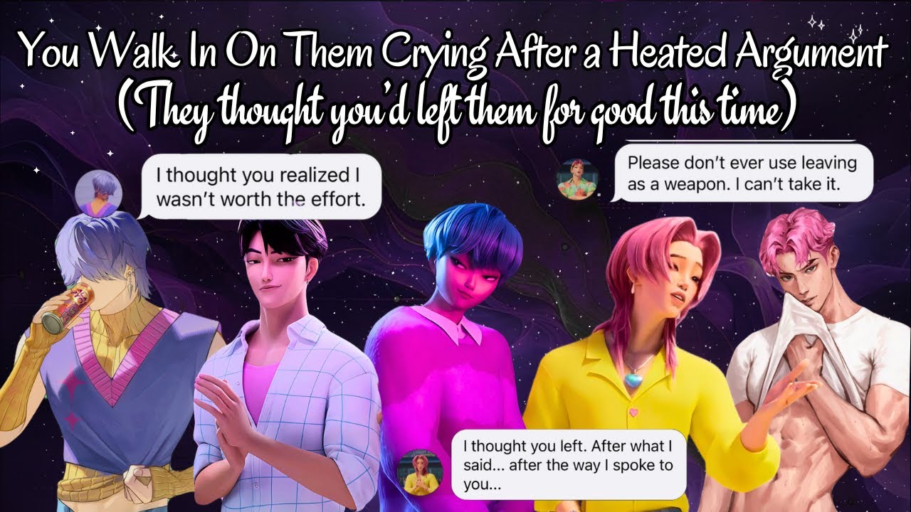 You walk in on them crying because they thought you’d left left them after a heated argument 🥺🥺
