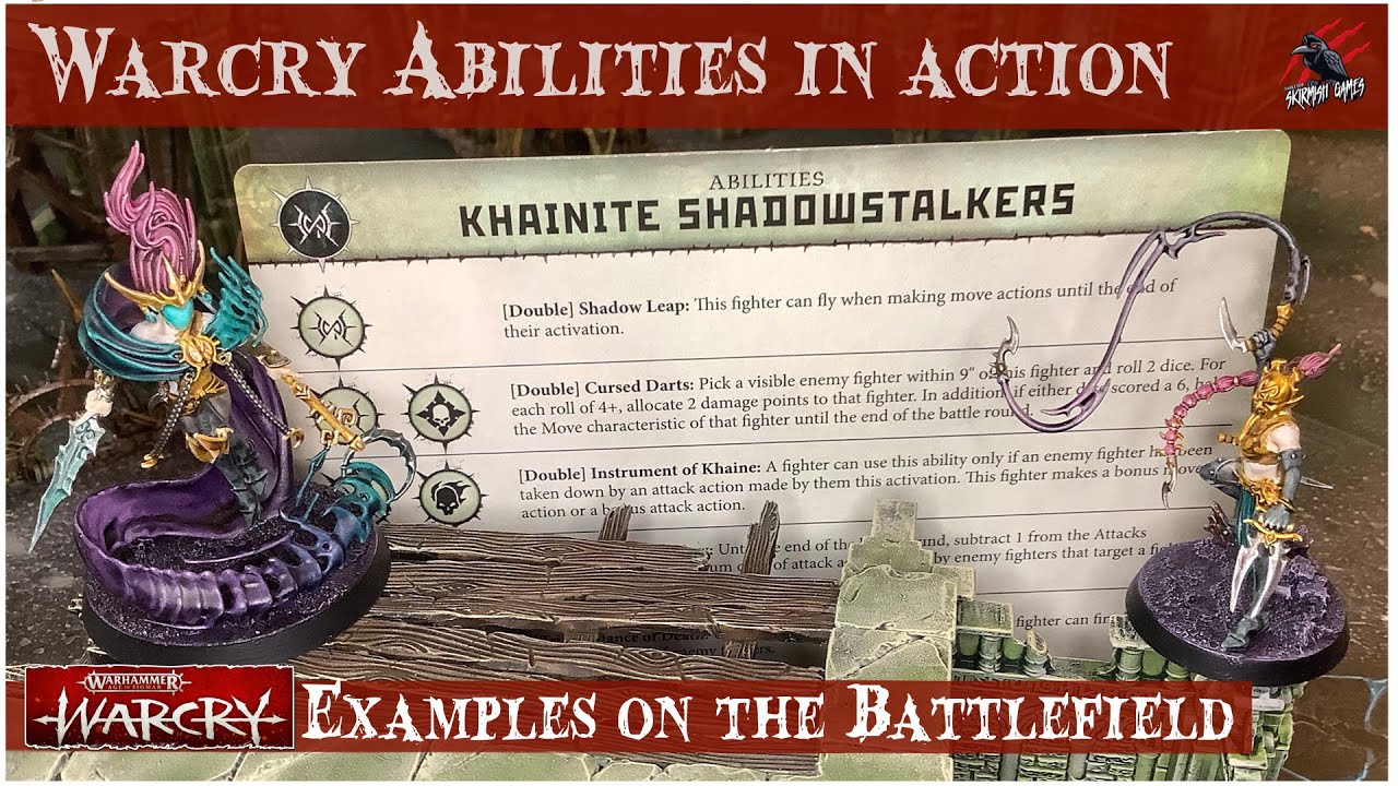 WARCRY ABILITIES KHAINITE SHADOWSTALKERS PLAY THROUGH - WITH BATTLEFIELD EXAMPLES  - Warhammer Rules