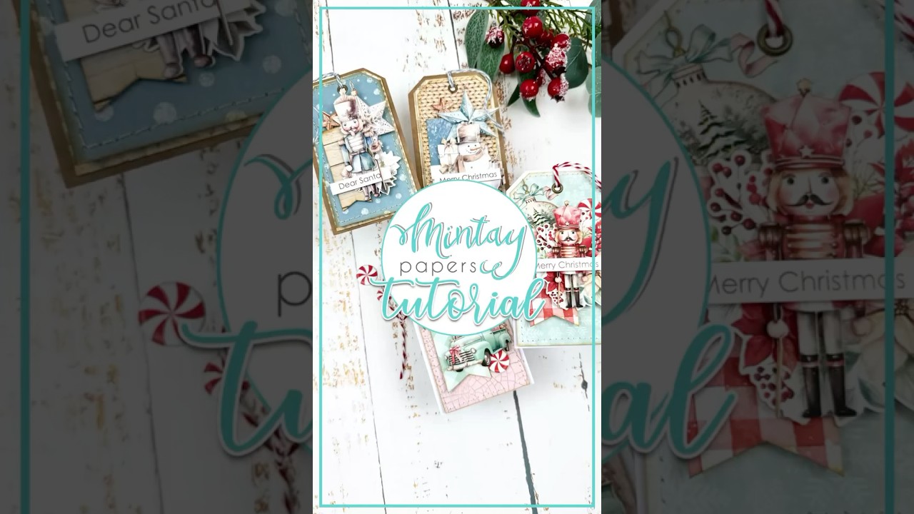 Tutorial - Christmas gift tags with CHRISTMAS BLESSINGS and MERRY & JOY lines by Valeska Guimaraes