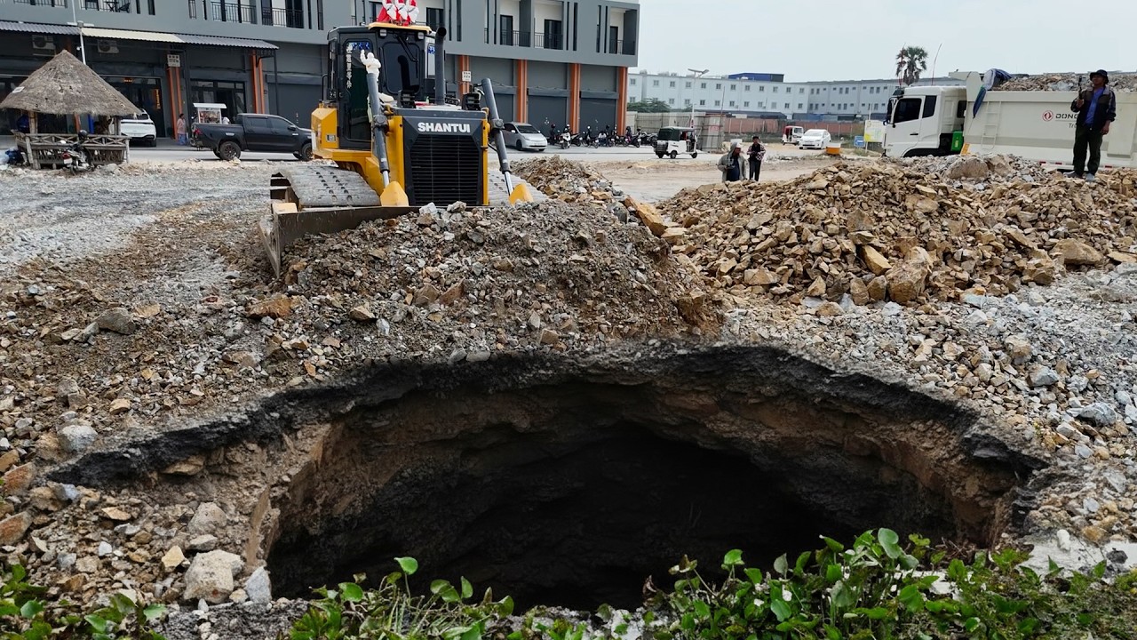 The brilliant start, the risky plan, was to use bulldozer push rock and level the entire huge pond