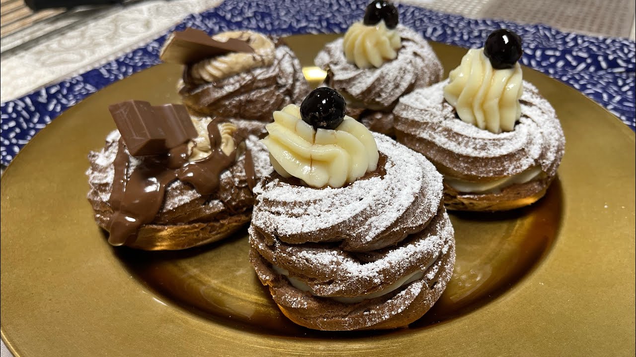 Zeppole di San Giuseppe al cacao e al kinder al forno ( si possono fare fritte )
