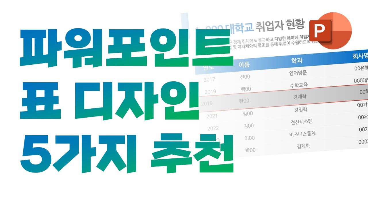 PPT 전문가의 표 디자인 5가지 추천ㅣ깔끔한 PPT디자인 스킬