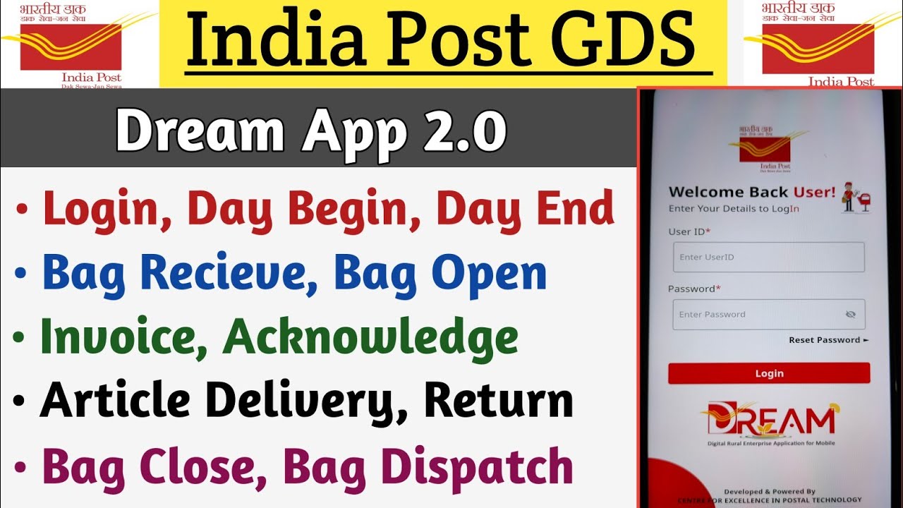 Dream App 2.0 || Login, Day Begin, Day End, Bag Recieve, Bag Open, Invoice, Acknowledge, Article 