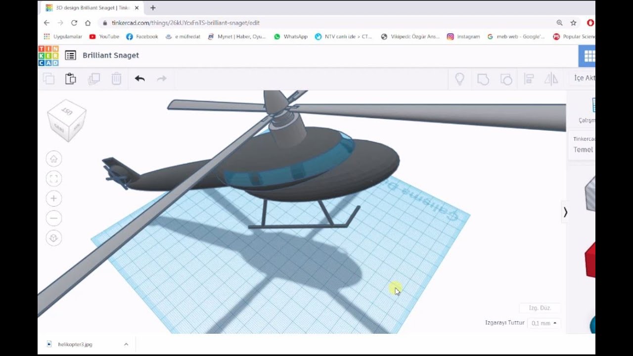 Tinkercad Dersleri - 55. Ders - Helikopter (Helicopter) Tasarımı