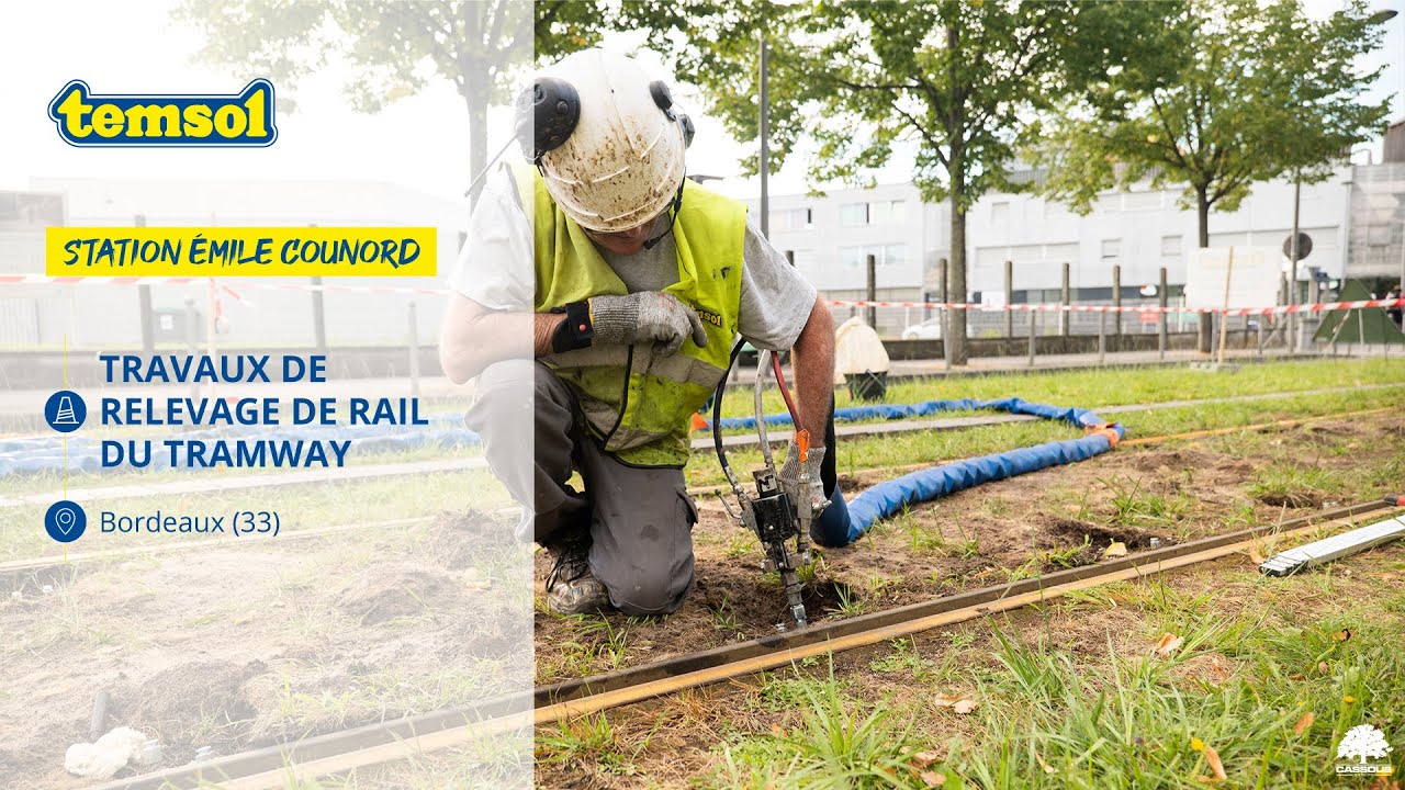 Temsol - Travaux de relevage de rail du tramway à Bordeaux par injection de résine expansive Solipex
