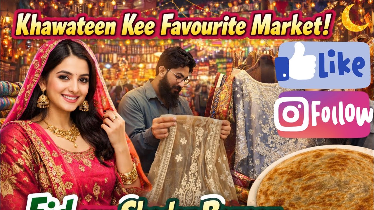 Khawateen ka favourite bazaar ||famous bolani🧆بولانی روٹی ||بازار میں عید کا رش 🌙