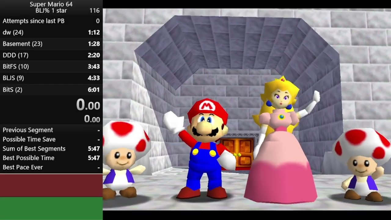 SM64 1 star BLJ% 6:00.850 [WR]