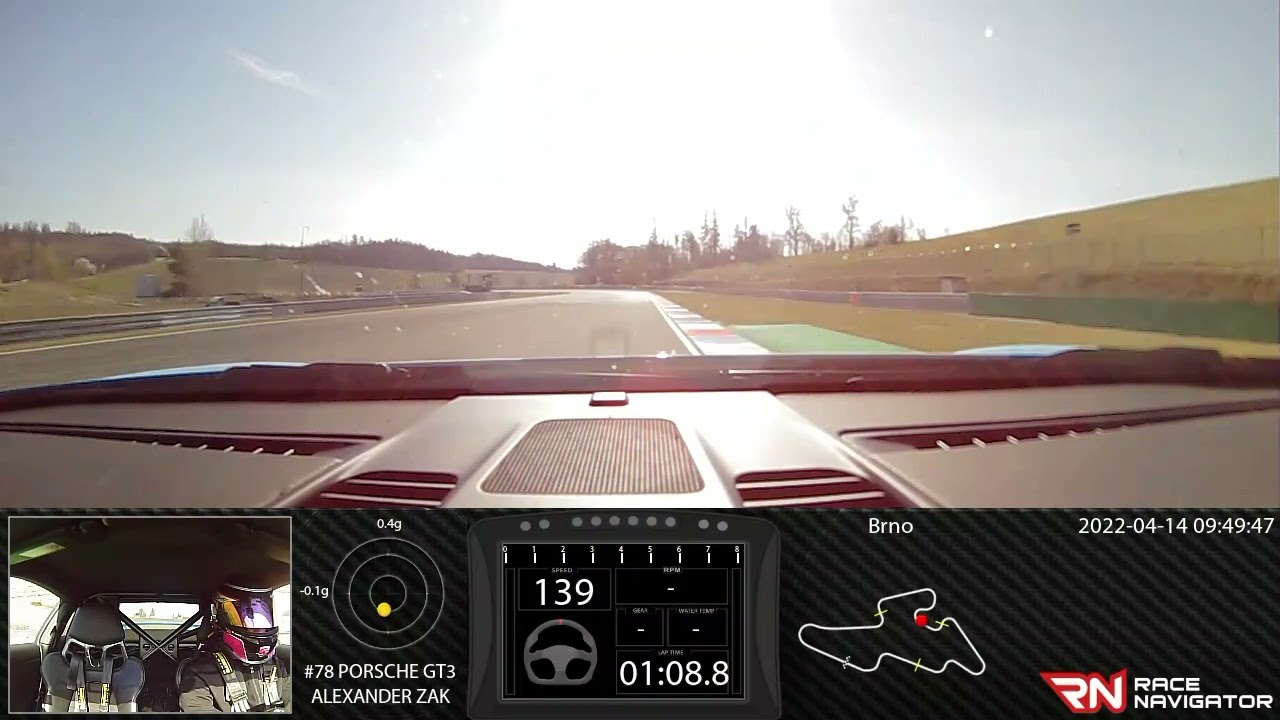 RN #1 Onboard video Brno, PORSCHE GT3, 02:18.660