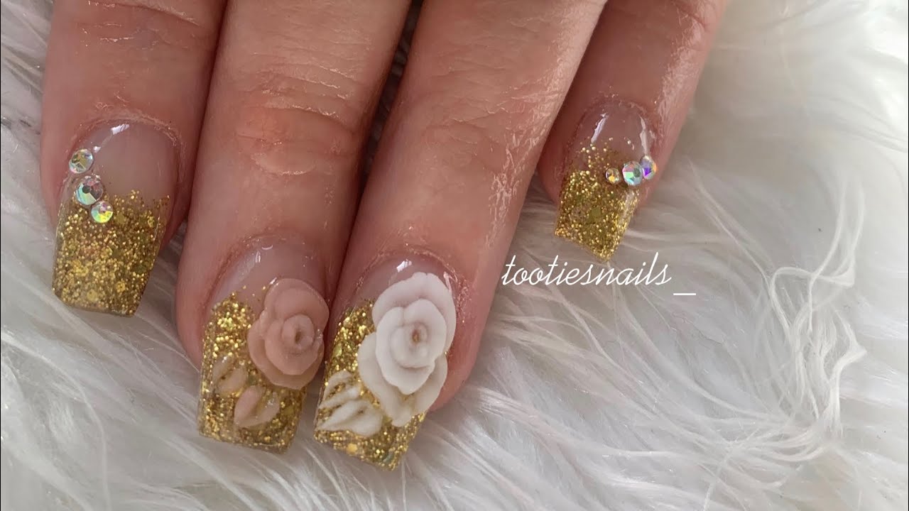 HOW TO GOLD GLIITTER OMBRE ACRYLIC NAILS