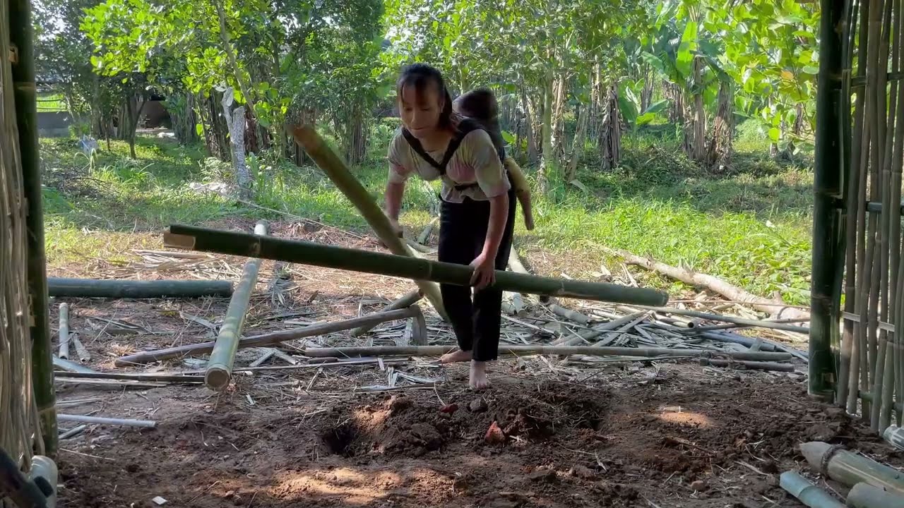 Full Video: 368 days Busy Journey as a single mother builds bamboo house & raises her child alone
