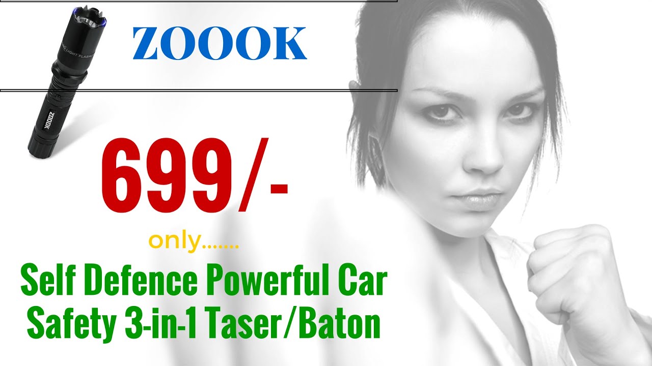 Zoook Self Defense Taser/Baton (Stun Gun + Led Flashlight + Red Laser)-Heavy Duty Battery