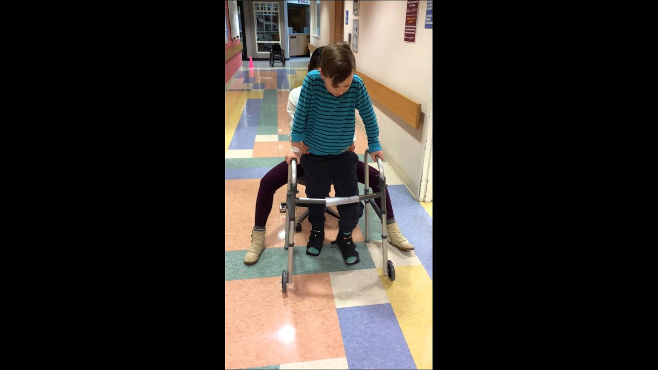Samuel walking with walker the 26th of Mar 2015