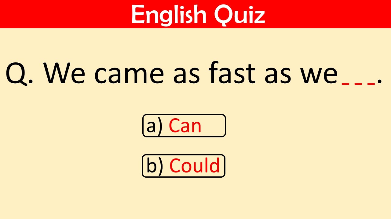 English Grammar Quiz – 15 Questions | Can, Could | Part 39 #englishquiz #grammarquiz #englishgrammar