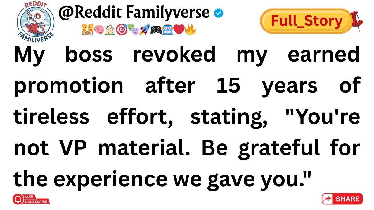 (Full Story)My boss revoked my earned promotion after 15 years of tireless effort, stating, 