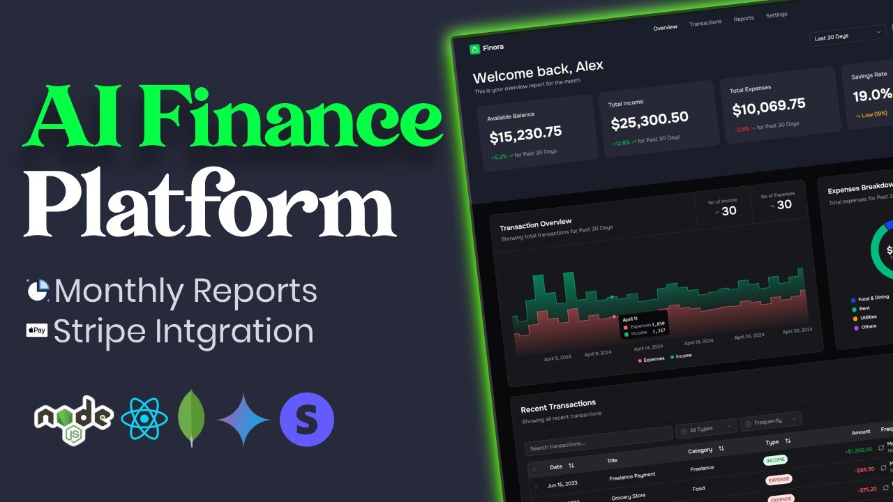 MERN AI Finance Platform with Node.js & React - Analytics, Charts, CSV Uploads, Gemini AI