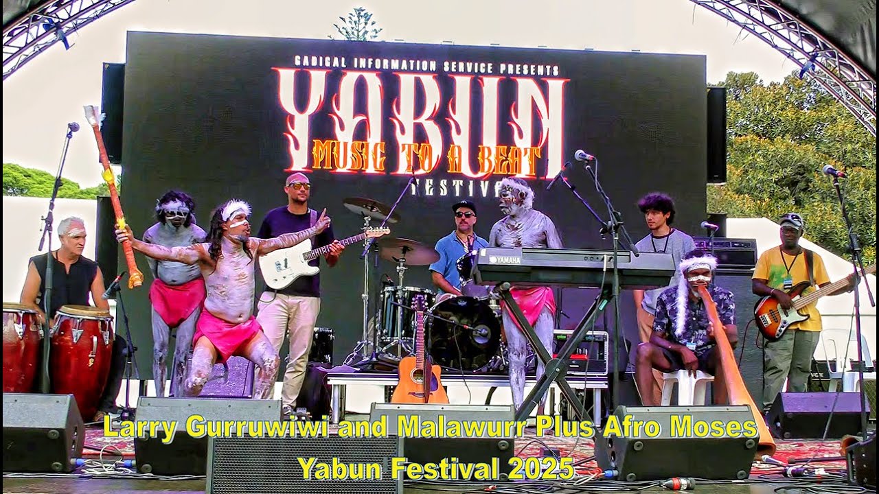 Larry Gurruwiwi and Malawurr Plus Afro Moses at the Yabun Festival Sydney 2025