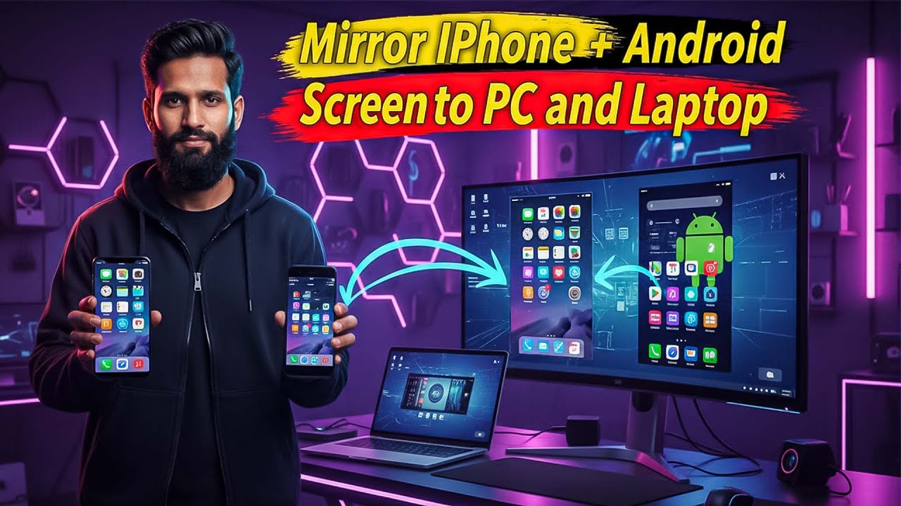 How To Mirror Android & iPhone Screen to PC or Laptop &ndash;USB Cable Method & Wireless