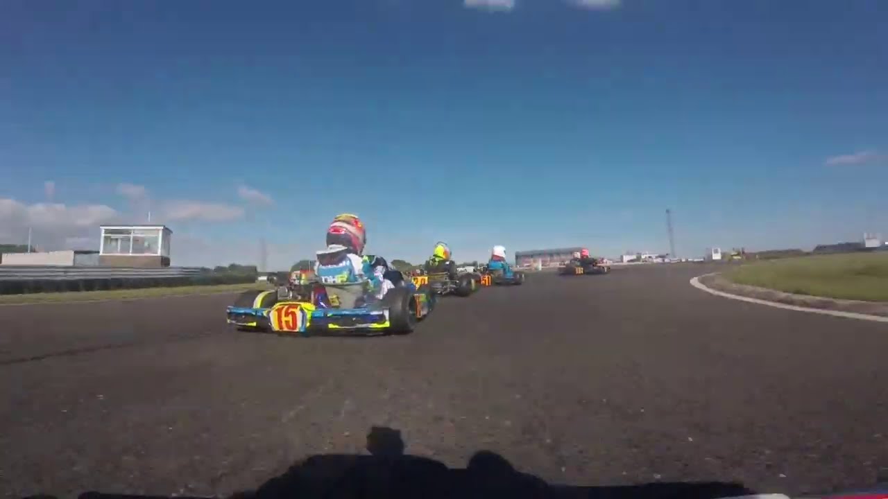 Lucas Howell, Honda cadet number 19.Clay Pigeon kart club final 12 July 2020