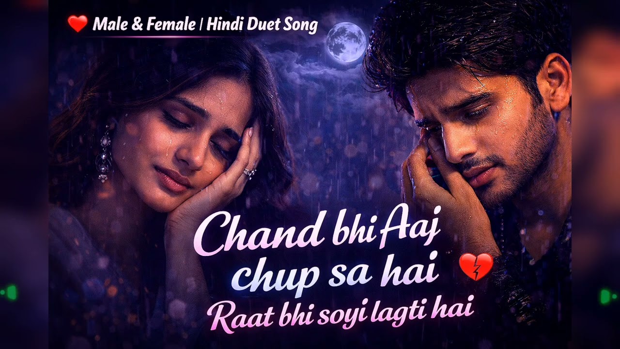 Chand Bhi Aaj Chup Sa Hai, Raat Bhi Soyi Lagti Hai 💔#SadSong #HindiSong #EmotionalSong #BrokenHeart 
