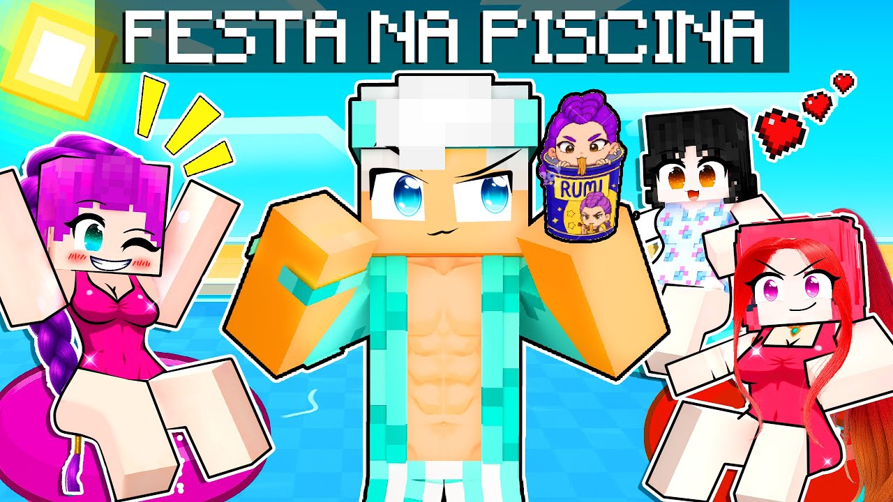F&Eacute;STA NA PISCINA com AS CA&Ccedil;ADORAS KPOP no Minecraft
