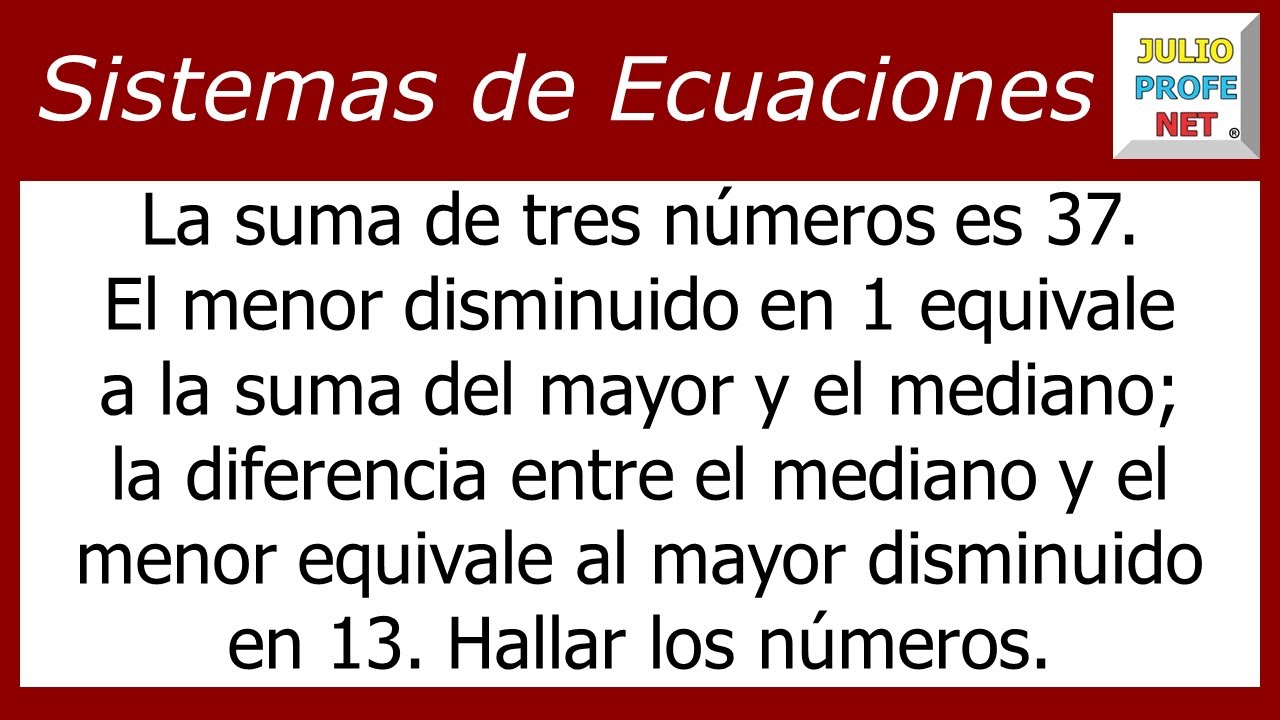 Sistema de ecuaciones lineales 3×3 | Problema 1 #julioprofe