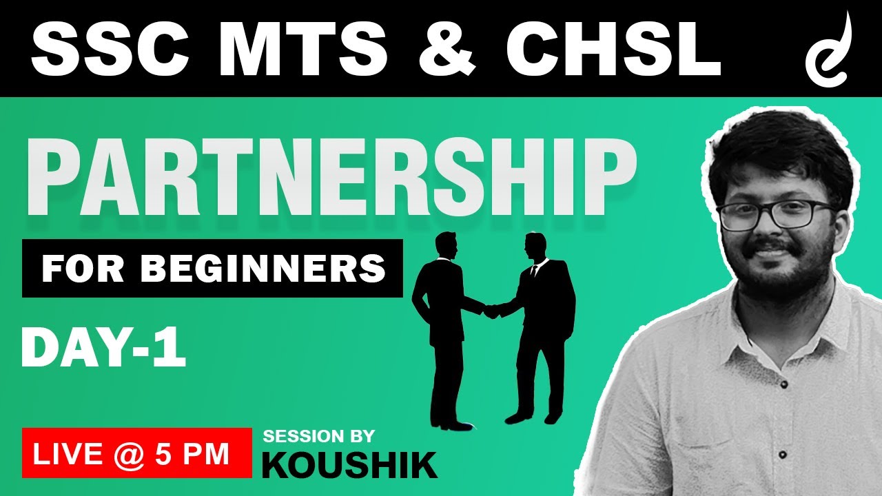 Partnership for Beginners , day 1 - Aptitude by Koushik |  SSC Exam Coaching | Veranda Race