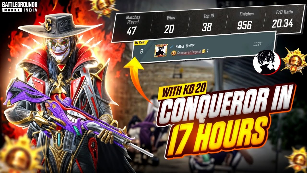 CONQUEROR DONE in 17 Hours 🔥 [ with 20 KD ] Bixi Op TOP 10 Conqueror Lobby Clutches | BGMI