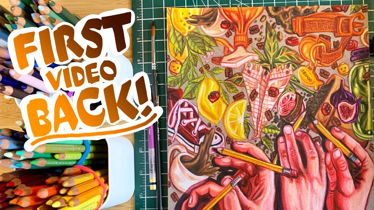 ☕️ I’M BACK?! (part 2/?) || 🖍Making a Coloured Pencil Illustration [ft. Indecisiveness]