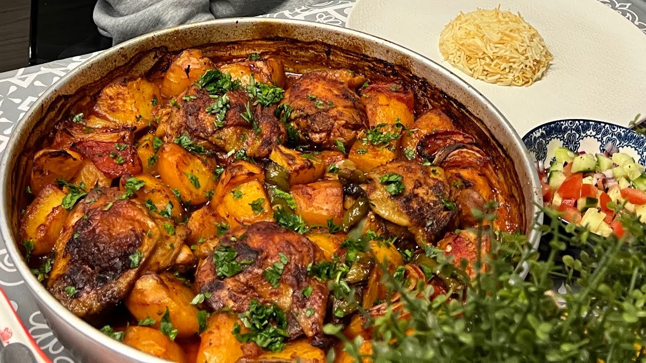 طبق تركي بإمتياز(Tava)راح تحضرو بنتي لولو  صنية بطاطا بالدجاج فالفرن رائع وأكدولي على مذاق التجمار