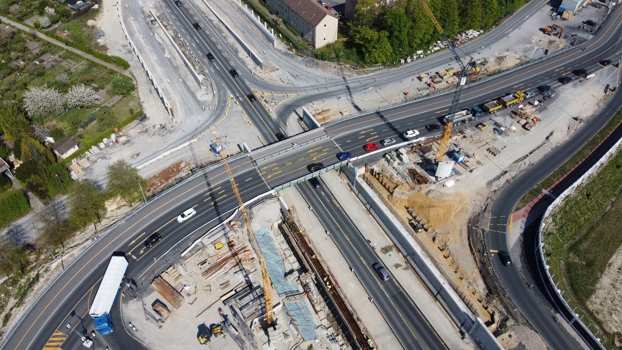 Baustelle für den Ausbau der B51 und Neubau der B481 in Münster am 17.04.2020