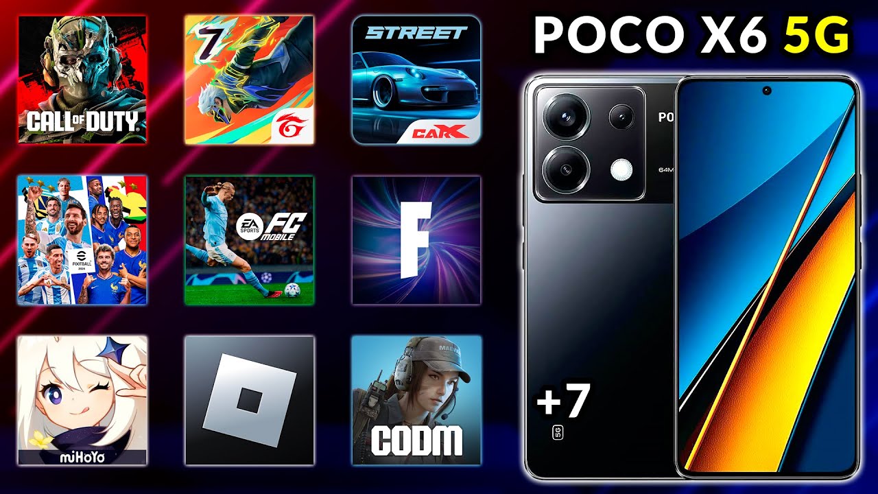 POCO X6 5G EM JOGOS - COD WARZONE, Free Fire, Fortnite, Minecraft, Roblox, eFootball, FC Mobile + 9