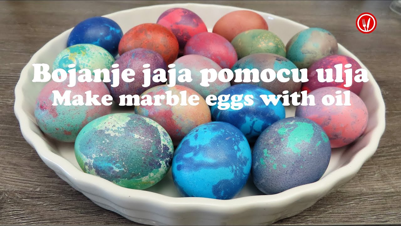 Сделать мраморные яйца с маслом
