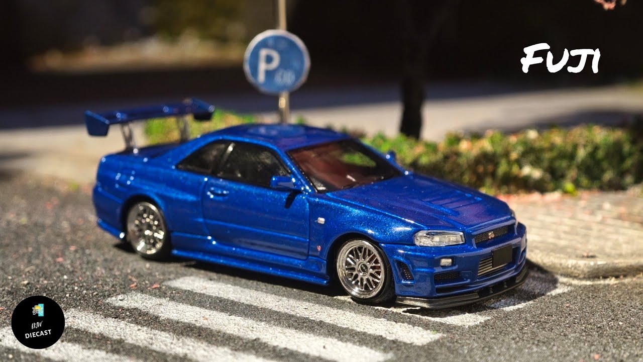 Nissan Skyline GT-R R34 Bayside Blue by Fuji 1/64 | UNBOXING and REVIEW