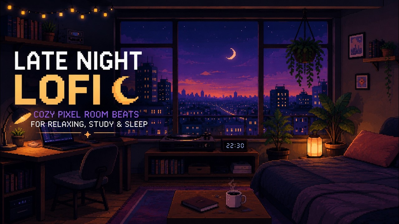 Late Night Lofi 🌙 | Cozy Pixel Room Beats for Relaxing, Study & Sleep